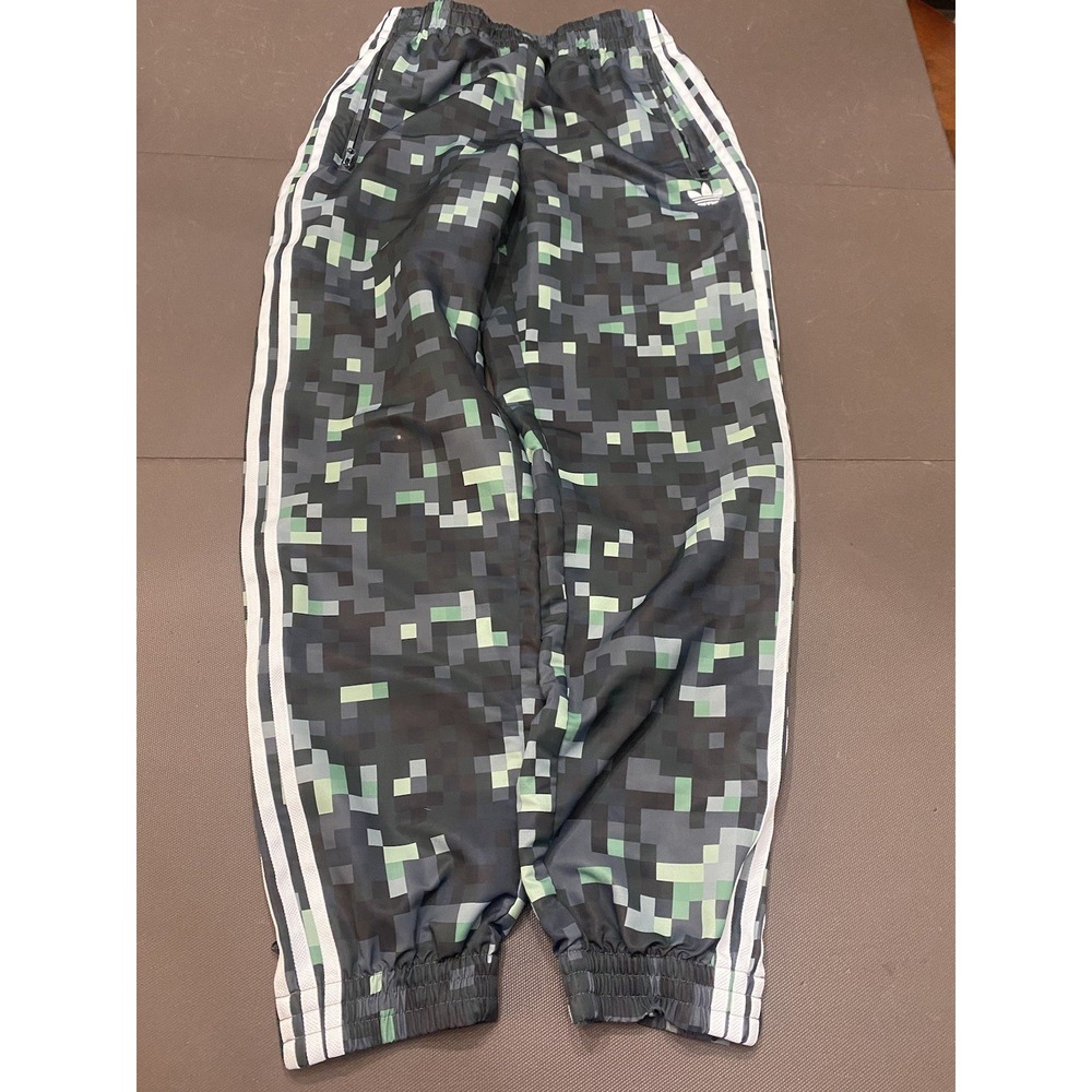 Adidas Originals‎ Minecraft Movie Track Pants Green Small Striped Nylon Jogger
